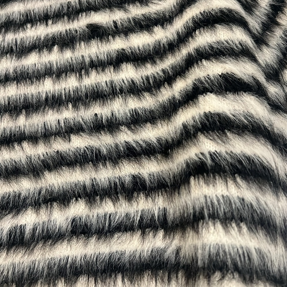 Dressed in LALA “Be Proud of Yourself Fuzzy Knit Top” in Black + White Boxy S/M - Picture 11 of 16